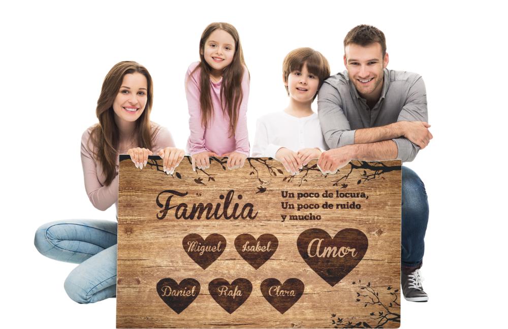 Estores Iroa  Cuadro Lienzo Personalizado Familia 002-Cuadro personalizado  con nombre Familia- Regalos personalizados
